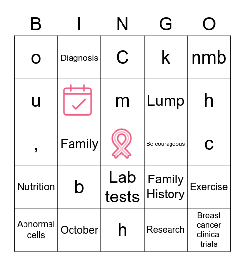 Breast Cancer  Awareness 2021 Bingo Card