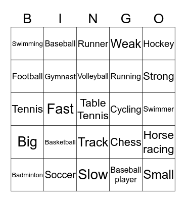 Sports Bingo Card