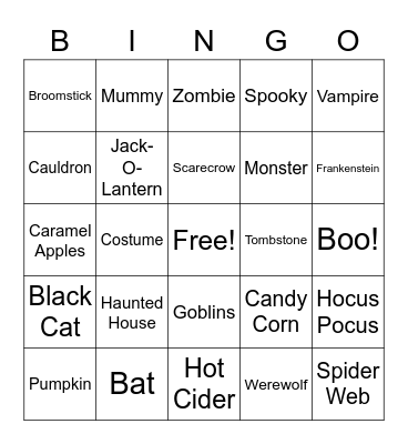 Halloween Bingo Card