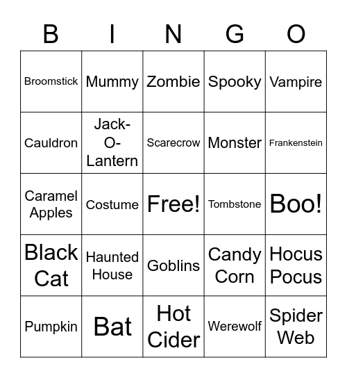 Halloween Bingo Card