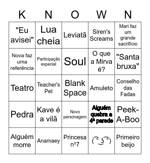 Conhecidos 2.0 Bingo Card