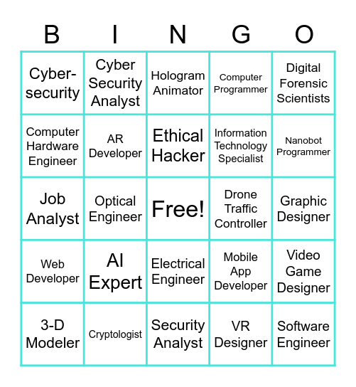 Computer Science Careers Bingo Card