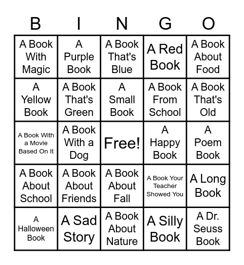 Library Book Bingo Card
