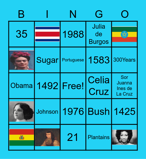 Hispanic Heritage Month Bingo - 21 Bingo Card