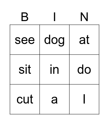 Heart Word Bingo Card