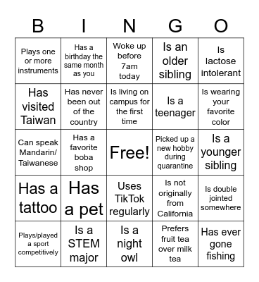 TASA GBM #1 Bingo! Bingo Card