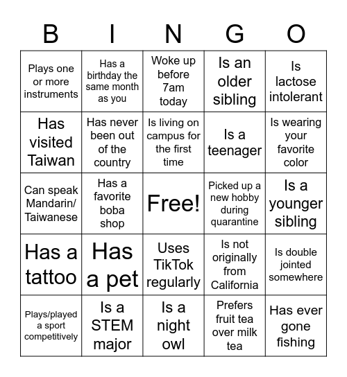 TASA GBM #1 Bingo! Bingo Card