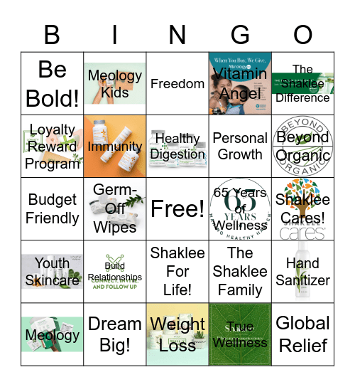 True Wellness Bingo Card