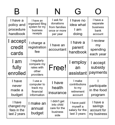 Financial Bingo Card