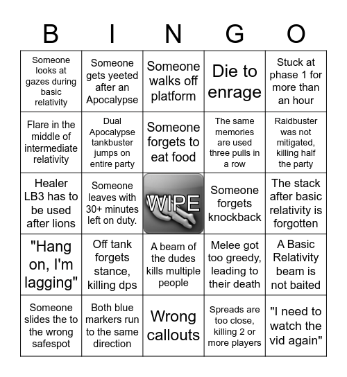 E12 Eternity Bingo Card