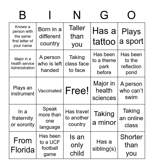 Bingo - you or find someone who… Bingo Card