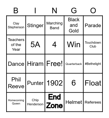 Calhoun Homecoming Bingo Card