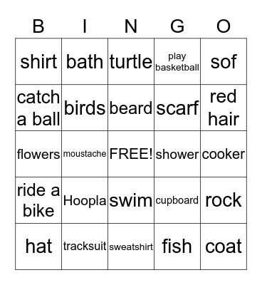 English words H1-H6 Bingo Card