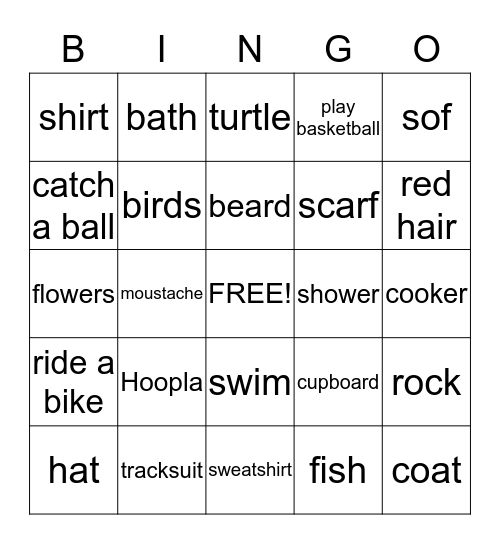 English words H1-H6 Bingo Card