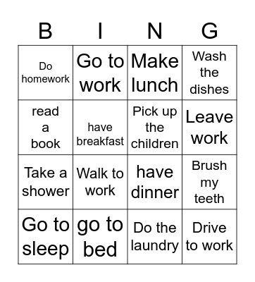 Daily Routine Bingo Card