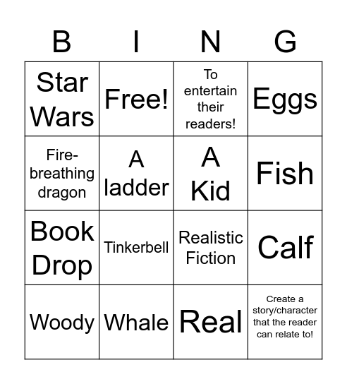 REALISTIC FICTION Bingo Card