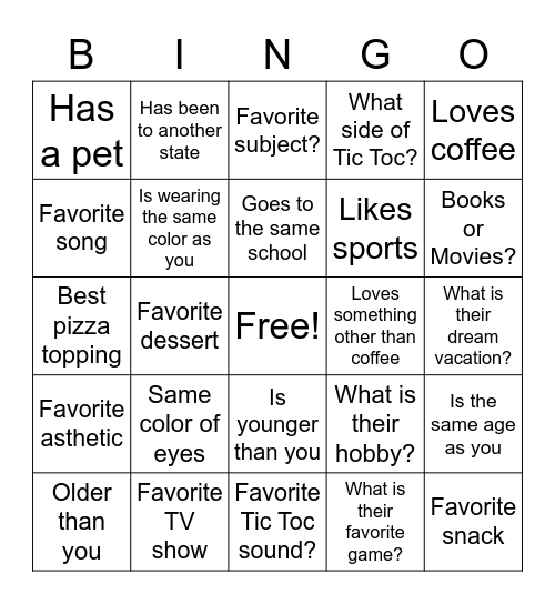 Ask or find someone... Bingo Card