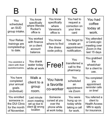 As the Service Turns... Bingo Card