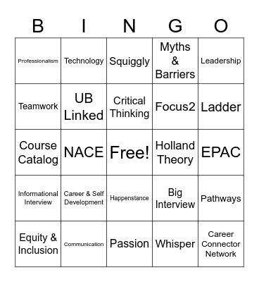 UE 101 Bingo Card