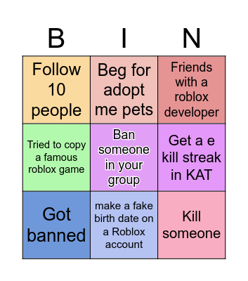 Roblox bingo! Bingo Card