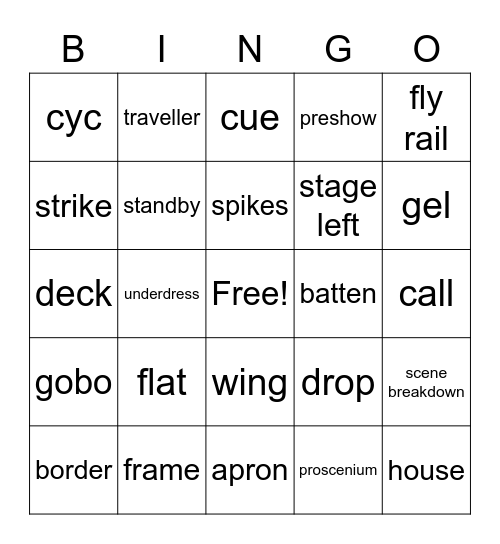 Theatre Bingo Card