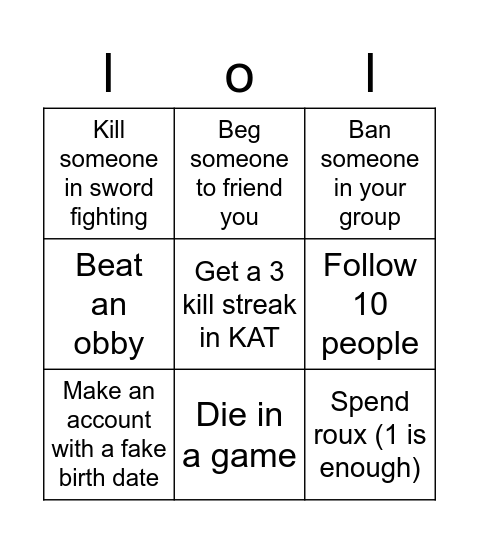 E Bingo Card