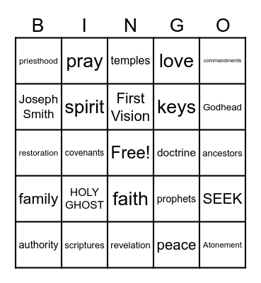 General Conference Bingo Card