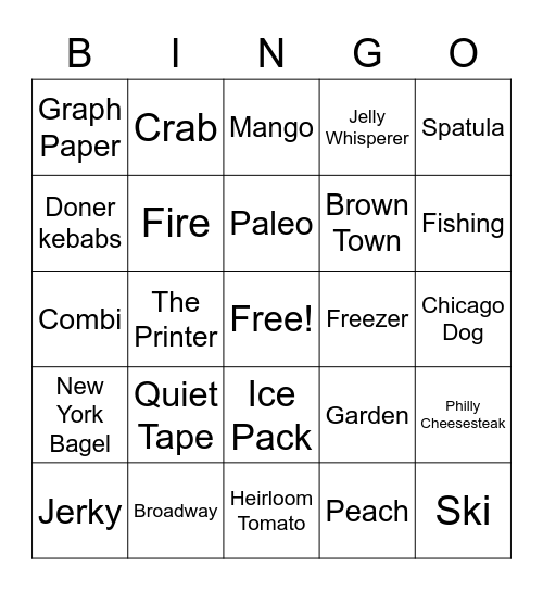 Pilot Bingo Card