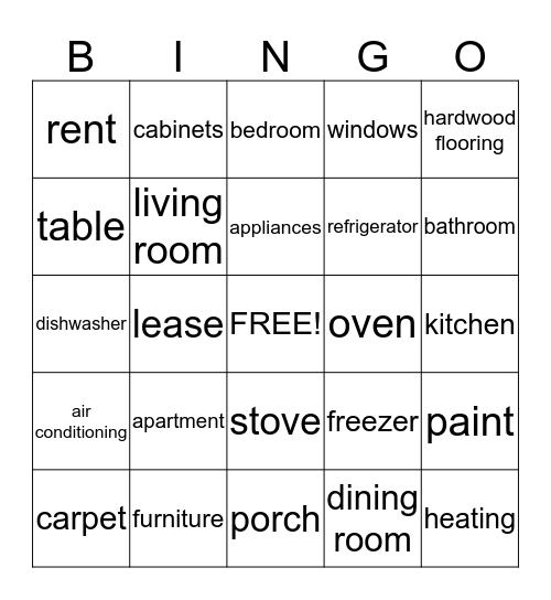 Home Bingo Card