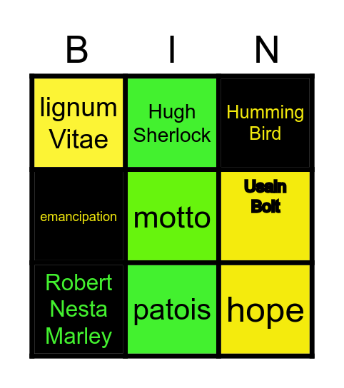 Heritage Bingo Card