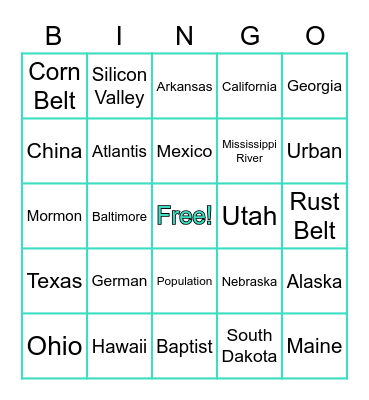 People of the U.S.A. Bingo Card