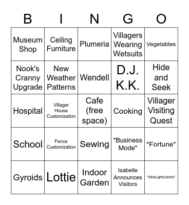 ACNH Nov 2021 Update Datamine Bingo Card