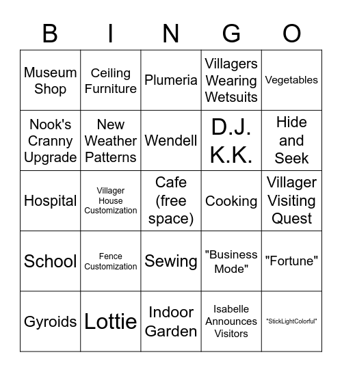 ACNH Nov 2021 Update Datamine Bingo Card