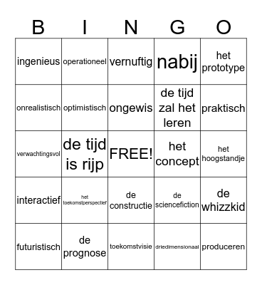 toekomst Bingo Card