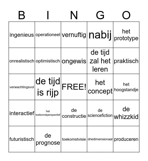 toekomst Bingo Card