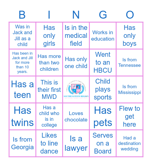 Jack and Jill Mingle Bingo Card