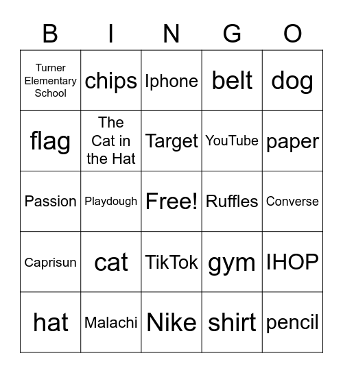 Common and Proper Nouns Bingo Card