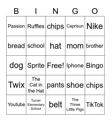 Common and Proper Nouns Bingo Card