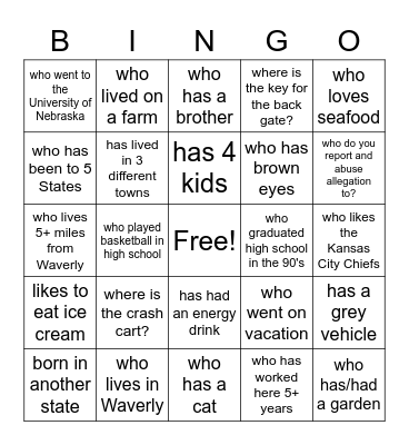 Waverly Bingo Card