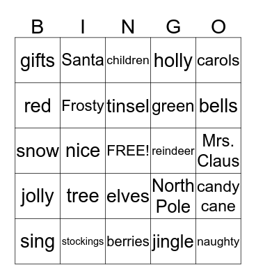 Christmas Bingo Card