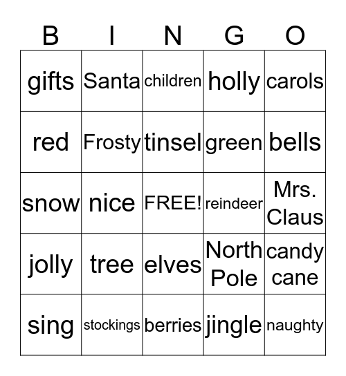 Christmas Bingo Card