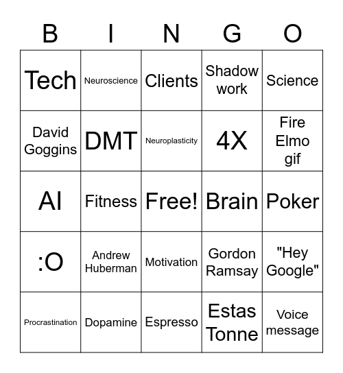 Classic Adrian Bingo Card