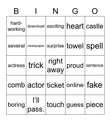 Hanlin U1 B5 Annie Lin Bingo Card