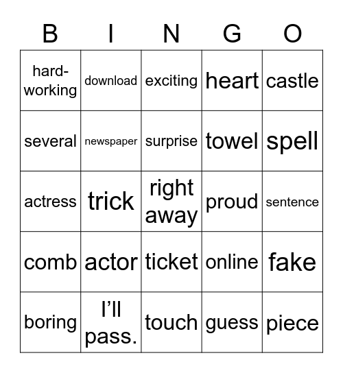 Hanlin U1 B5 Annie Lin Bingo Card