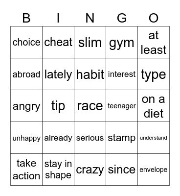 Hanlin U2B5 AnnieLin Bingo Card