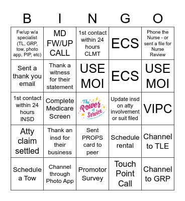 Customer Service Week 2021 Bingo Card