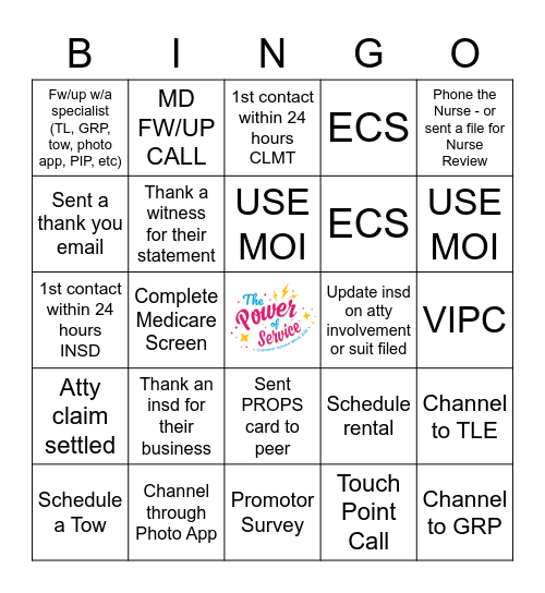 Customer Service Week 2021 Bingo Card