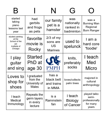 Meet the Professors Bingo! Bingo Card