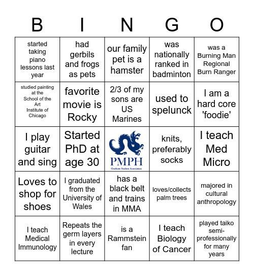 Meet the Professors Bingo! Bingo Card