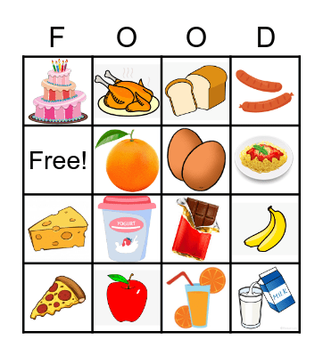 VOCABULARY OF FOOD Bingo Card